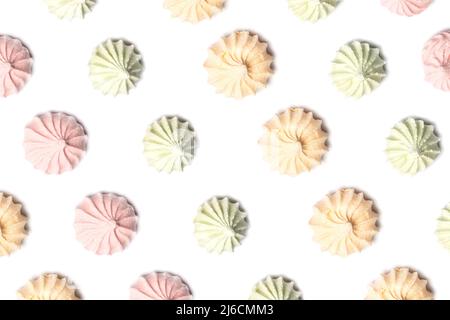 close up of colorful meringues isolated on white background Stock Photo