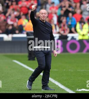 Steve Cooper (manager forest ) celebrates with the crowd During the EFL Champioinship game between Nottingham Forest and Swansea City at City Ground in Nottingham , England  Paul Bonser/SPP Stock Photo