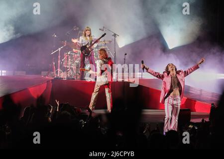 Maneskin   during  Maneskin Live, Italian singer Music Concert in Verona, Italy, April 28 2022 Stock Photo