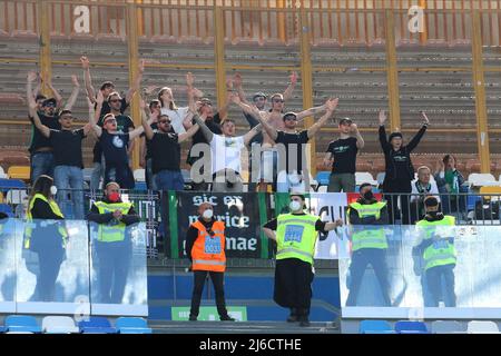 Fans of US SASSUOLO during the Serie A match between SSC Napoli and US Sassuolo at Diego Armando Maradona on April 30, 2022 in Naples, Italy. Stock Photo