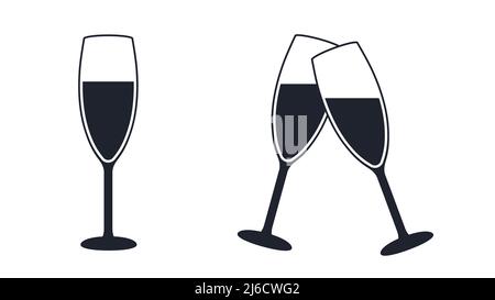 Sparkling wine glass icon and champaign symbol vector illustration Stock Vector