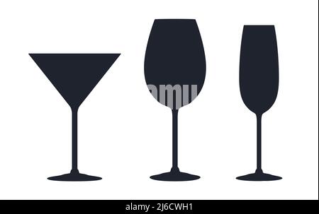 Different party beverage glasses symbols vector icons vector illustration Stock Vector