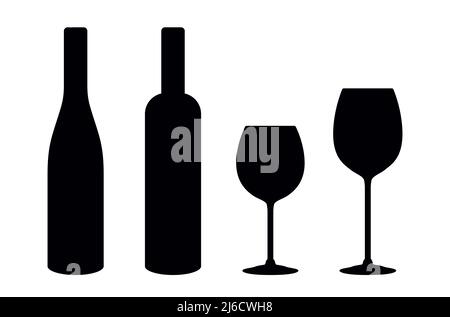 Wine glasses and bottles icon beverage symbol Stock Vector