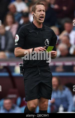 Birmingham, England, 30th April 2022.  Referee John Brooks during the Premier League match at Villa Park, Birmingham. Picture credit should read: Darren Staples / Sportimage Stock Photo