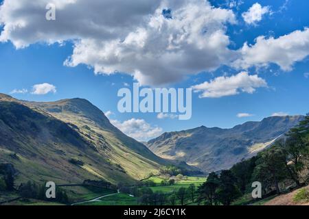 St Sunday Crag, Dollywagon Pike and Nethermost Pike seen from Grisedale, Patterdale, Lake District, Cumbria Stock Photo