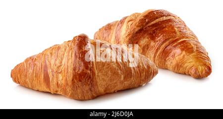 freshly baked croissants isolated on white background Stock Photo
