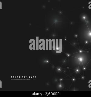 Abstract connected dots and lines on black vector background with text Stock Vector