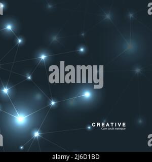 Vector abstract connecting dots and lines. Gradient colored background Stock Vector