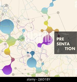 Abstract futuristic design. Molecules technology connected with polygonal shapes technology concept Stock Vector