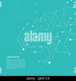 Abstract hexagon connect pattern on green background Stock Vector
