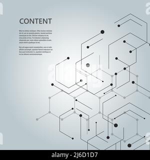 Abstract hexagon connect pattern on gradient background Stock Vector