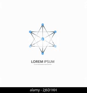 Six connected symbol people. Polygonal space low poly with connecting dots and lines. Vector illustration Stock Vector