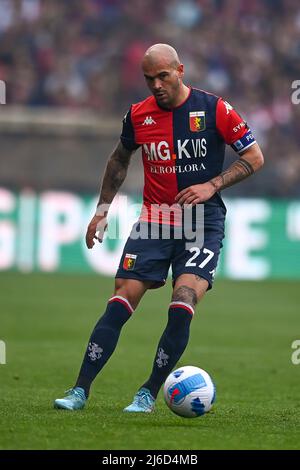 Genoa, Italy. 30 April 2022. Nadiem Amiri of Genoa CFC speaks with Manolo  Portanova of Genoa CFC during the Serie A football match between UC  Sampdoria and Genoa CFC. Credit: Nicolò Campo/Alamy