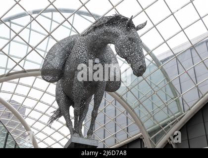 Equus Altus horse sculpture by Andy Scott inside Leeds Trinity shopping Centre, Leeds, West Yorkshire, England, UK Stock Photo