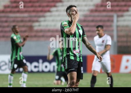 MG - Belo Horizonte - 04/30/2022 - BRAZILIAN A 2022 AMERICA-MG X ATHLETICO-PR - America-MG players celebrate victory at the end of the match against Athletico-PR at the Independencia stadium for the Brazilian championship A 2022. Photo: Fernando Moreno/AGIF/Sipa USA Stock Photo