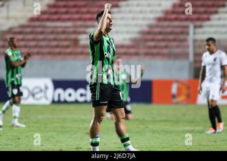 MG - Belo Horizonte - 04/30/2022 - BRAZILIAN A 2022 AMERICA-MG X ATHLETICO-PR - America-MG players celebrate victory at the end of the match against Athletico-PR at the Independencia stadium for the Brazilian championship A 2022. Photo: Fernando Moreno/AGIF/Sipa USA Stock Photo