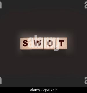 Abbreviation SWOT on wooden cubes. Business analysis concept Stock Photo