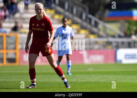 Sophie Roman Haug of AS Roma during the Italy Cup Women match between AS Roma and Empoli Ladies at Stadio Tre Fontane on April 30, 2022 in Rome, Italy. Stock Photo