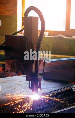 Plasma punching machine, close up Stock Photo