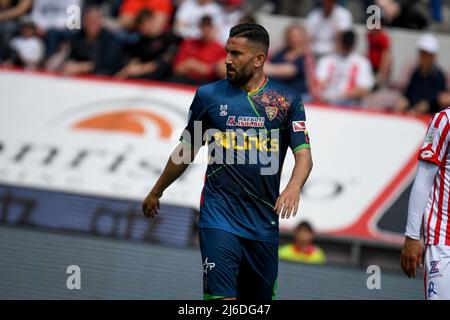 Lecce's Massimo Coda portrait  during  LR Vicenza vs US Lecce, Italian soccer Serie B match in Vicenza, Italy, April 30 2022 Stock Photo