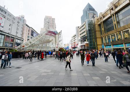 Xinjiekou is a busy shopping district in the center of