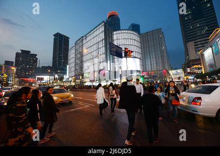 Xinjiekou is a busy shopping district in the center of