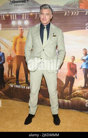 Actor Anson Mount attends the Star Trek: Strange New Worlds NYC Premiere at AMC Lincoln Square, New York, NY, April 30, 2022. (Photo by Anthony Behar/Sipa USA) Stock Photo