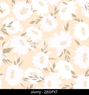 Floral seamless with hand drawn color roses. Cute summer background with flowers and leaves. Modern floral compositions. Fashion vector stock Stock Vector