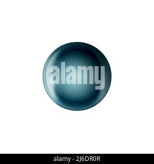 Glass blue ball or precious pearl. Glossy realistic ball, 3D abstract vector illustration highlighted on a white background. Big metal bubble with Stock Vector
