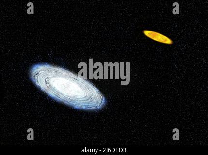 Illustration of two galaxies in starry night background. Stock Photo