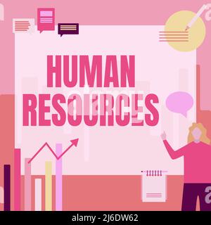 Handwriting text Human Resources. Word Written on The showing who make up the workforce of an organization Businesswoman Casual Standing Presenting Stock Photo