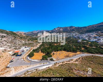 Mountain landscape panorama at the island of Naxos. The greek island is located at the cyclades archipelago in Greece in the Aegean Sea. Holiday hotsp Stock Photo