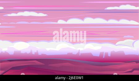 Strong wind. Rocky landscape. Beautiful stone scenery. Cartoon flat style design. Seamless illustration. Vector. Stock Vector