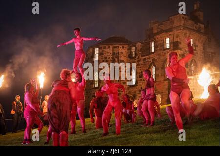 Performers take part in the Beltane Fire Festival in Edinburgh. A ...