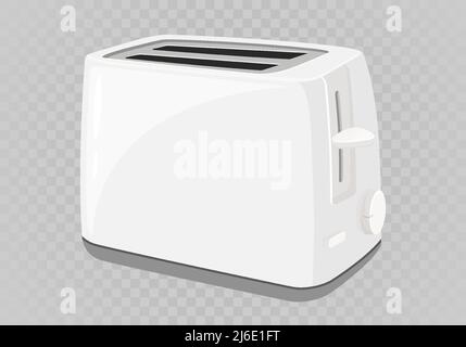 Toaster flat illustration. Graphic illustration of kitchen equipment isolated on white background. Isometric toaster. Cartoon style. Stock Vector