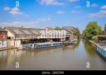 Narrowboat Workshop, Repair Shop, Canalside, Chester Canal Basin, Chester Stock Photo