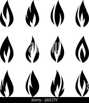 Fire flames, set icons Stock Vector