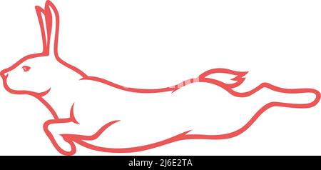 Simple Line Art of Wild Hare Running Stock Vector