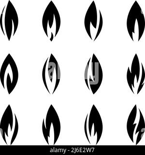 Fire flames, set icons Stock Vector