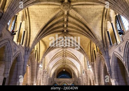 Ottawa, Canada - 20 January 2015: The interior of the Hall of Honour, Ottawa, Canada. The Canadian Houses of Parliament date back to 1867 and are mode Stock Photo