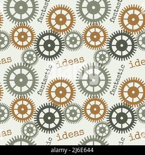 Pattern steampunk cogwheels gears and the inscription Fantastic Ideas. Vector illustration Stock Vector