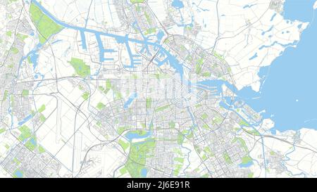 Сity map Amsterdam, color detailed urban road plan, vector illustration Stock Vector