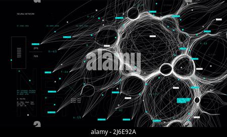 Digital visualization of data flow and formation of neural networks, database processing Stock Vector
