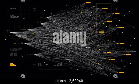 Big complex data neural network, information data visualization concept, business analytics, technology background Stock Vector