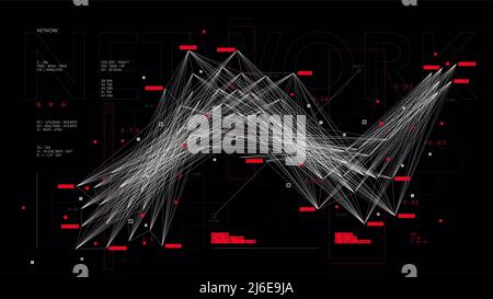 Futuristic database sorting and analysis system, complex visualization of information network and connections, vector illustration Stock Vector