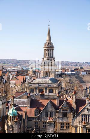 View of Lincoln College Library Tower (formerly All Saints Church) in Oxford, England. Stock Photo