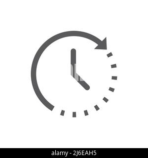Arrow loop clock black vector icon. Reverse, processing and wait filled symbol. Stock Vector