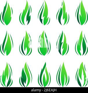 Vector set of eco logos, leaves organic nature logos. Bio energy ...