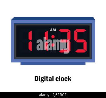 Digital Clock And Analog Clock Time 11.35 Vector Stock Vector Image 