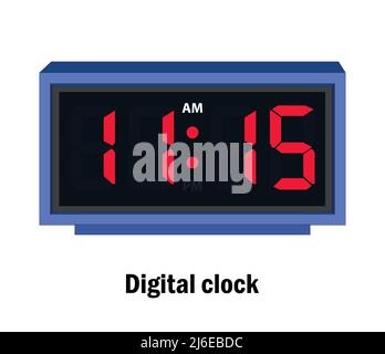 Digital clock and analog clock time 11.15, vector Stock Vector Image ...